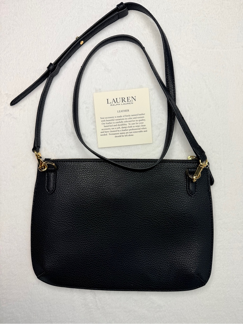 LAUREN Ralph Lauren Pebbled Leather Medium Jamey Crossbody Black One Size - Picture 3 of 6